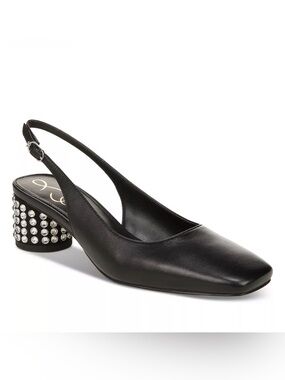 Sam Edelman Women's 7.5 Terra Gem Slingback Kitten Heel Pump Black NEW